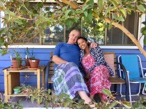Paul and I at the front of our home