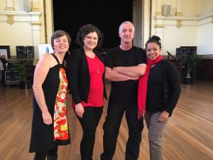 Performing with acoustic soul trio Queen Bee, accompanied by Paul